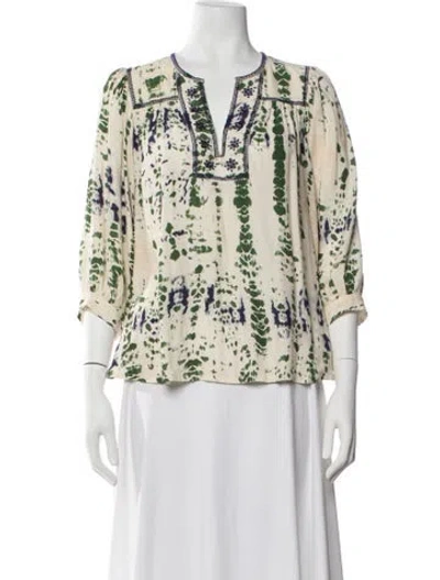 Pre-owned Ba&sh Tie-dye Print V-neck Blouse In Neutral