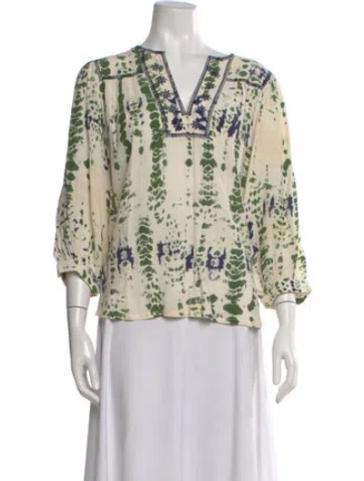 Pre-owned Ba&sh Tie-dye Print V-neck Blouse In Neutral