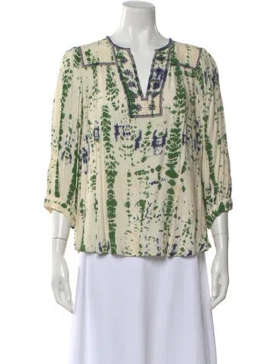 Pre-owned Ba&sh Tie-dye Print V-neck Blouse In Neutral