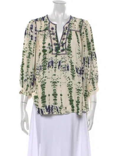 Pre-owned Ba&sh Tie-dye Print V-neck Blouse In Neutrals
