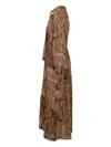 Ba&sh Long Dress With Patchwork Print In Brown