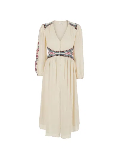 Ba&sh Tina Embroidered Button-down Dress In Neutral