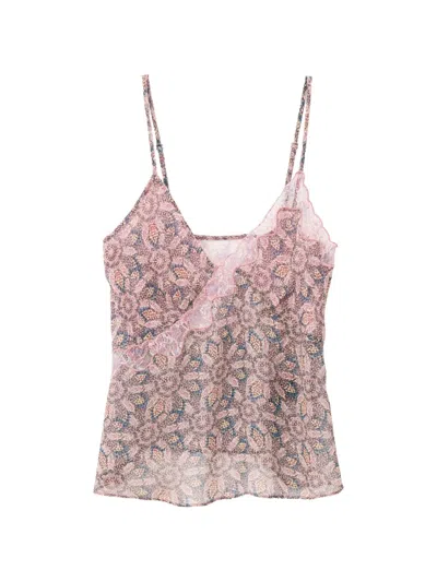 BA&SH TIZY LACE-TRIMMED FLORAL-PRINT CAMISOLE TOP