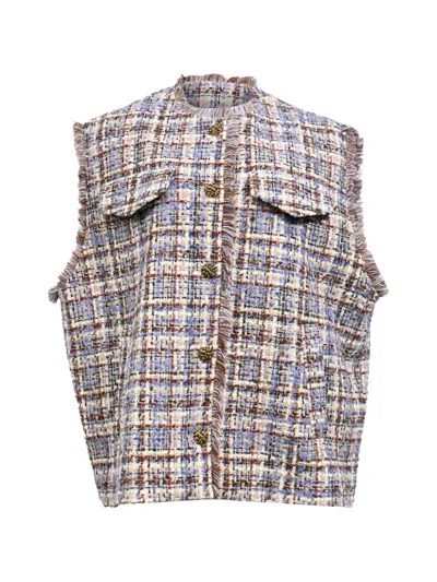 Pre-owned Ba&sh Toba Tweed Gilet In Blue
