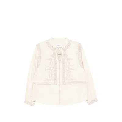Ba&sh Embroidered Long-sleeve Blouse In Neutral