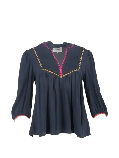 Pre-owned Ba&sh Tracy Embroidered Top In Blue