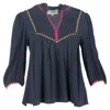 Ba&sh Ba & Sh Tracy Embroidered Top In Navy Blue Lyocell In Blue