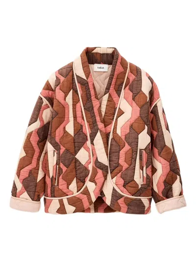 Ba&sh Trincy Geometric Quilted Jacket In Red
