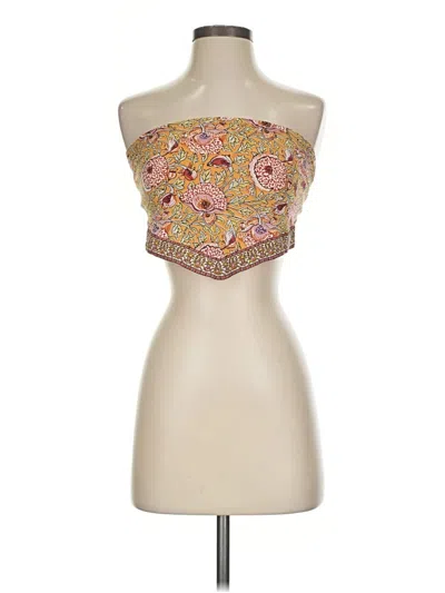 Pre-owned Ba&sh Tube Top Gold Strapless Neckline Tops