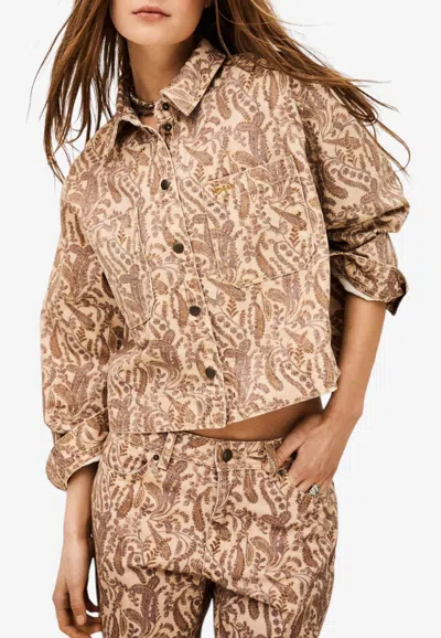 Ba&sh Tullia Paisley Print Denim Jacket In Neutral