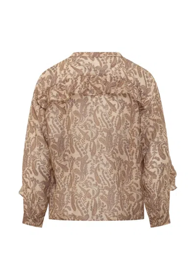 Ba&sh Tunella Ruffled Paisley Shirt In Brown
