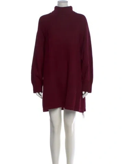Pre-owned Ba&sh Turtleneck Mini Dress In Burgundy