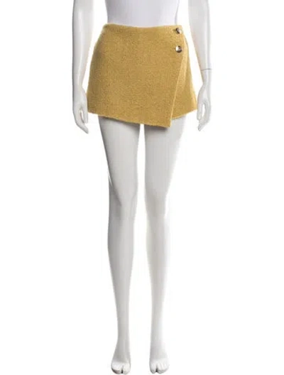 Pre-owned Ba&sh Tweed Mini Shorts In Yellow