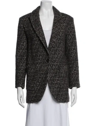Pre-owned Ba&sh Tweed Pattern Blazer In Brown