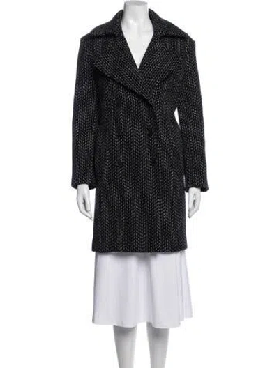 Pre-owned Ba&sh Tweed Pattern Coat In Black