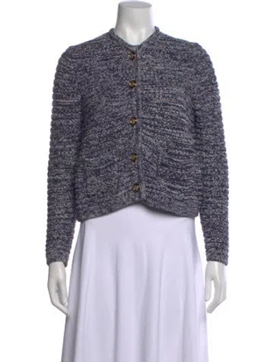 Pre-owned Ba&sh Tweed Pattern Crew Neck Sweater In Blue