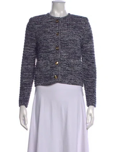 Pre-owned Ba&sh Tweed Pattern Crew Neck Sweater In Blue