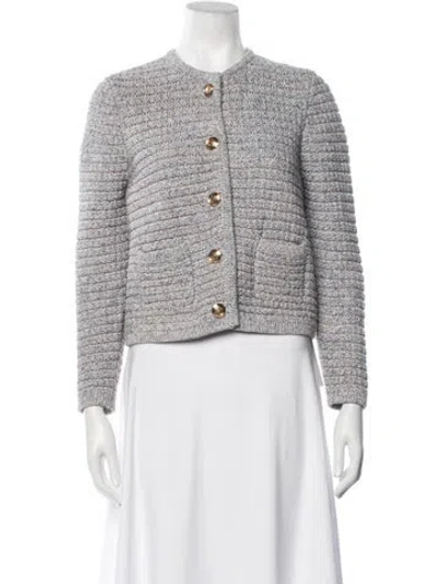 Pre-owned Ba&sh Tweed Pattern Crew Neck Sweater In Grey