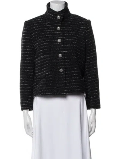 Pre-owned Ba&sh Tweed Pattern Evening Jacket In Black