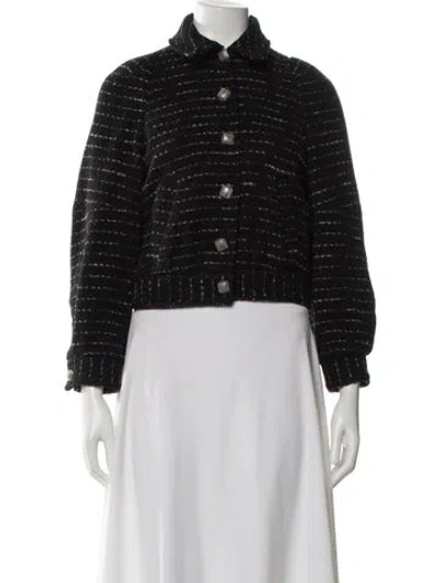 Pre-owned Ba&sh Tweed Pattern Evening Jacket In Black
