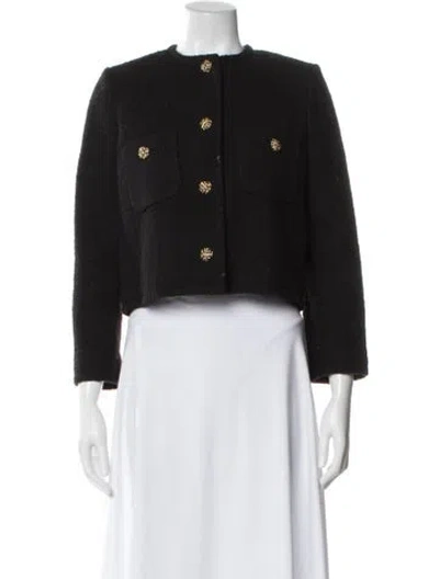 Pre-owned Ba&sh Tweed Pattern Evening Jacket In Black