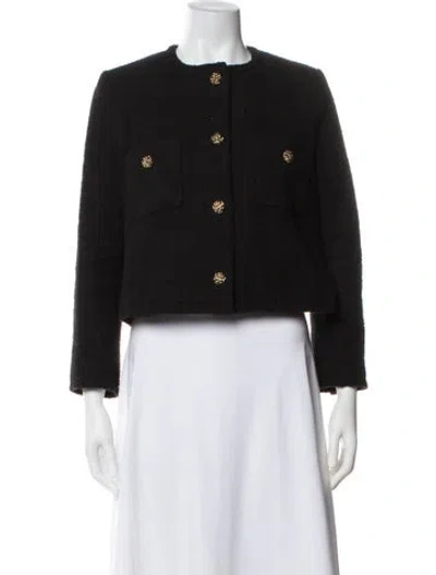 Pre-owned Ba&sh Tweed Pattern Evening Jacket In Black