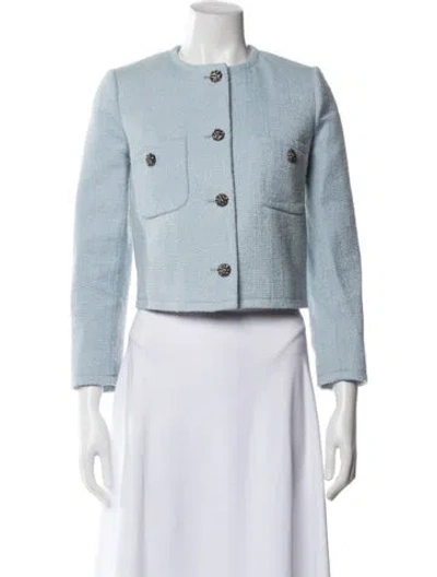 Pre-owned Ba&sh Tweed Pattern Evening Jacket In Blue