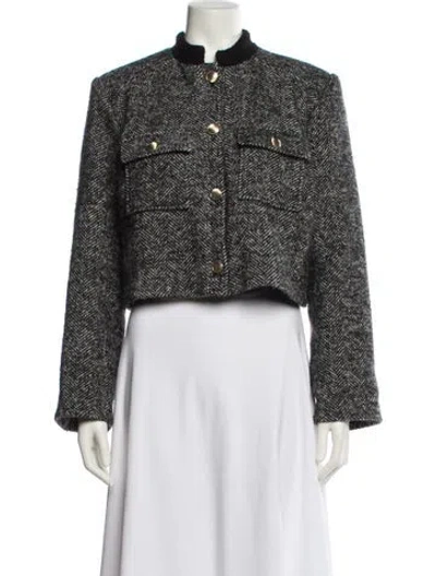 Pre-owned Ba&sh Tweed Pattern Evening Jacket In Blue