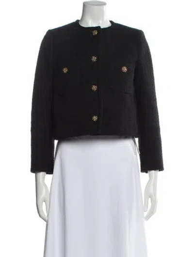 Pre-owned Ba&sh Tweed Pattern Evening Jacket In Blue