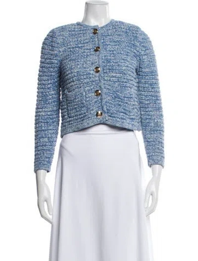 Pre-owned Ba&sh Tweed Pattern Evening Jacket In Blue