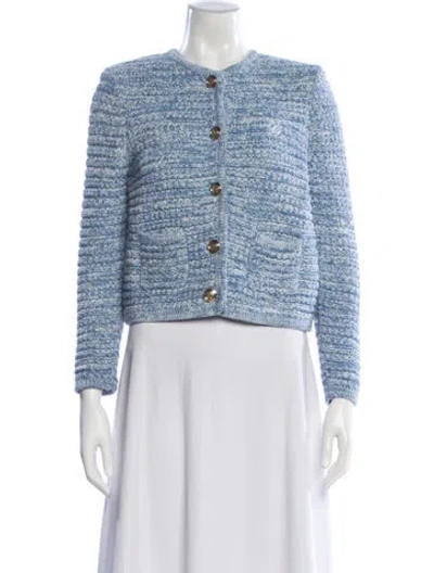 Pre-owned Ba&sh Tweed Pattern Evening Jacket In Blue