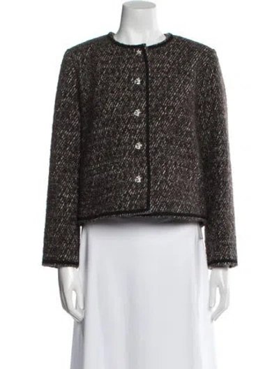 Pre-owned Ba&sh Tweed Pattern Evening Jacket In Gray