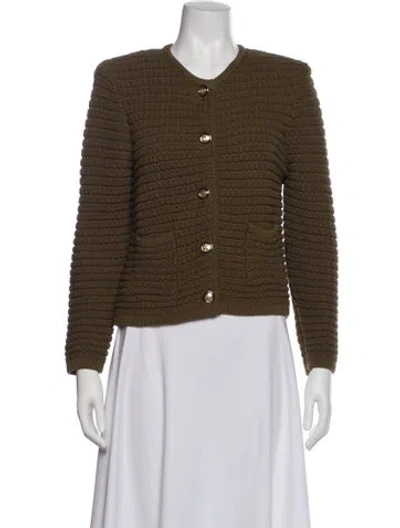 Pre-owned Ba&sh Tweed Pattern Evening Jacket In Green