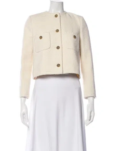 Pre-owned Ba&sh Tweed Pattern Evening Jacket In Neutral
