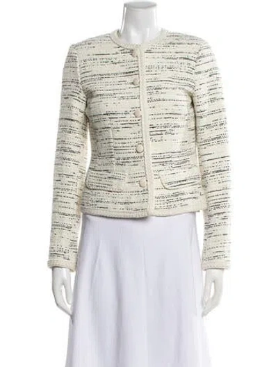Pre-owned Ba&sh Tweed Pattern Evening Jacket In White