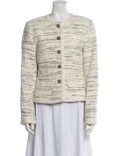 Pre-owned Ba&sh Tweed Pattern Evening Jacket In White