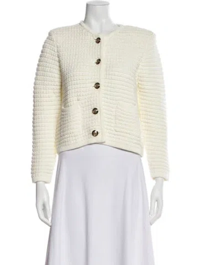 Pre-owned Ba&sh Tweed Pattern Evening Jacket In White