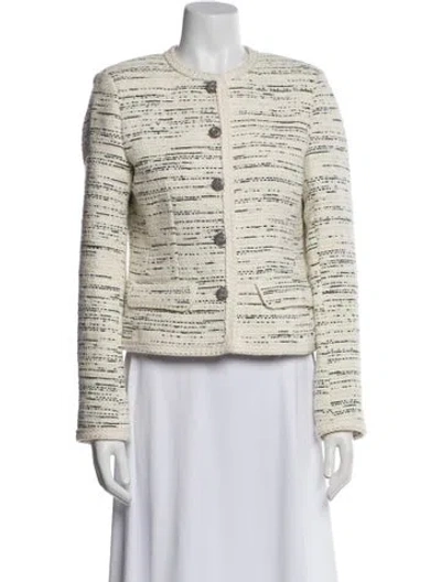 Pre-owned Ba&sh Tweed Pattern Evening Jacket In White