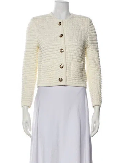 Pre-owned Ba&sh Tweed Pattern Evening Jacket In White