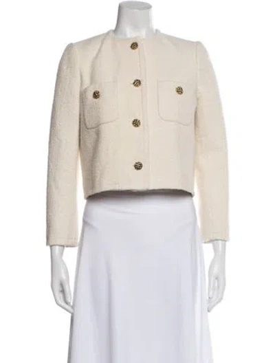 Pre-owned Ba&sh Tweed Pattern Evening Jacket In White