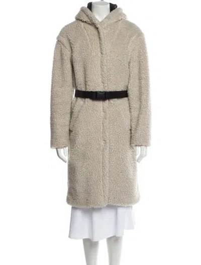 Pre-owned Ba&sh Tweed Pattern Faux Fur Coat In Neutral
