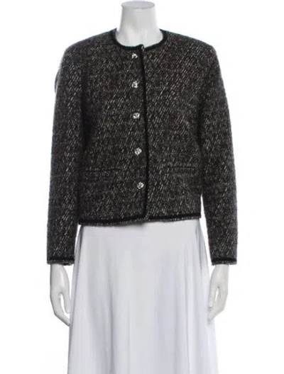 Pre-owned Ba&sh Tweed Pattern Jacket In Black