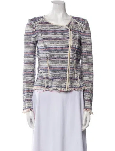 Pre-owned Ba&sh Tweed Pattern Jacket In Blue