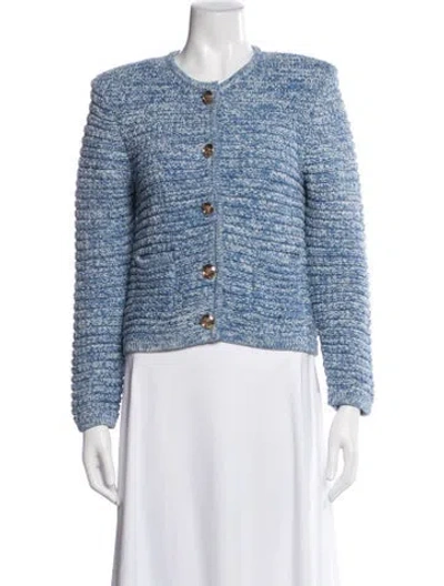 Pre-owned Ba&sh Tweed Pattern Jacket In Blue