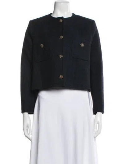Pre-owned Ba&sh Tweed Pattern Jacket In Blue