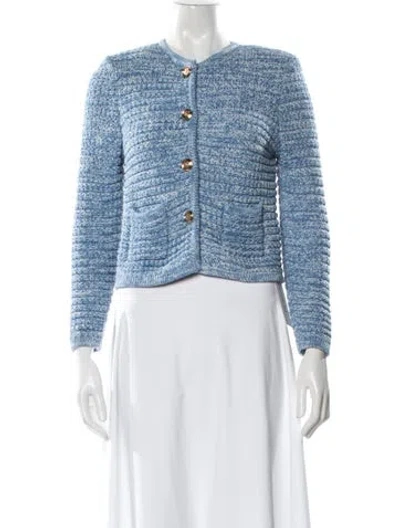 Pre-owned Ba&sh Tweed Pattern Jacket In Blue