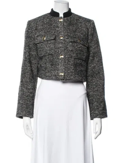 Pre-owned Ba&sh Tweed Pattern Jacket In Blue