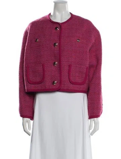 Pre-owned Ba&sh Tweed Pattern Jacket In Pink