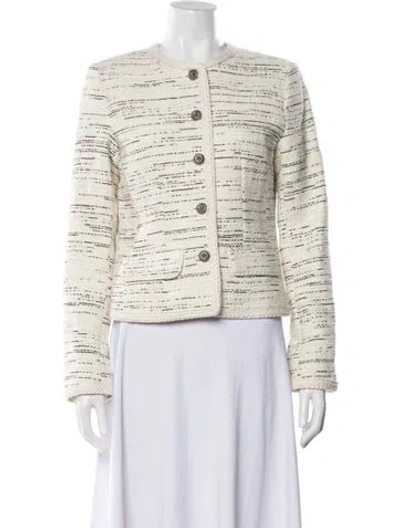 Pre-owned Ba&sh Tweed Pattern Jacket In White