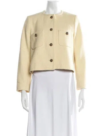 Pre-owned Ba&sh Tweed Pattern Jacket In Yellow